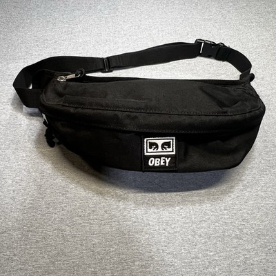 Obey Fanny Pack Black Waist Pack Belt Bag Zip Pocket Adjustable Strap Logo Patch