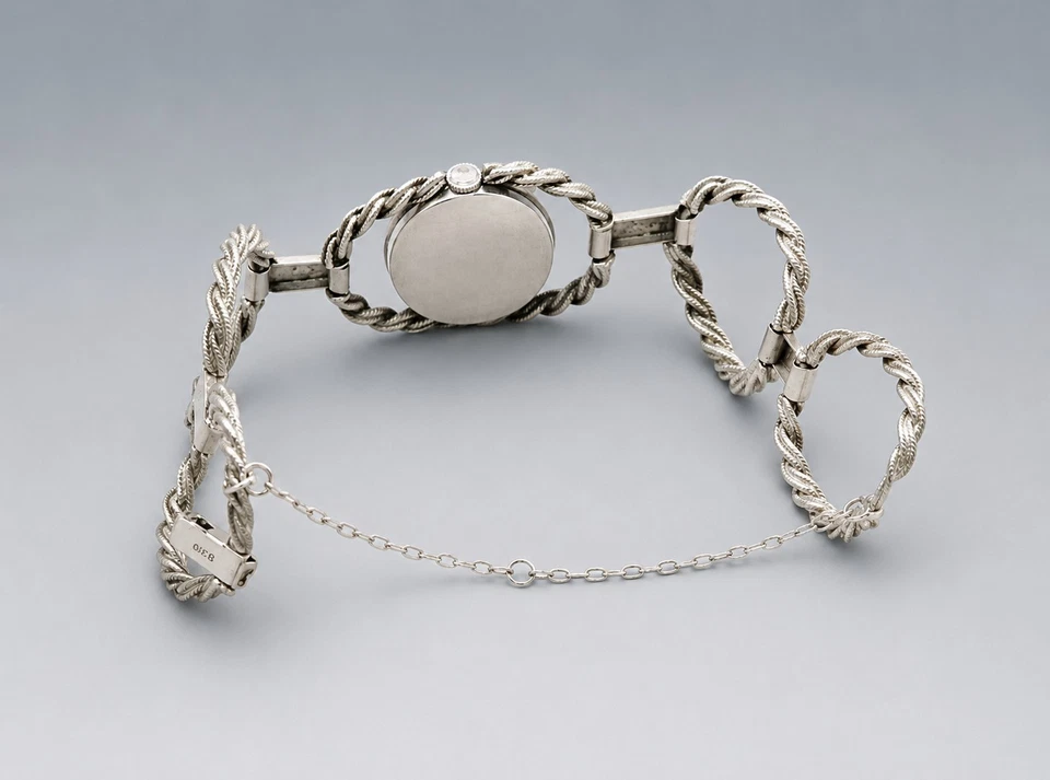 E. BUCHERER Sterling Silber 925 Handaufzug Damen Schmuck-Armbanduhr 1970er Jahre - Bild 4 von 4
