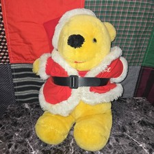 Disney Sears Winnie The Pooh Christmas Plush In Santa Suit Hat Vintage 1991 17"