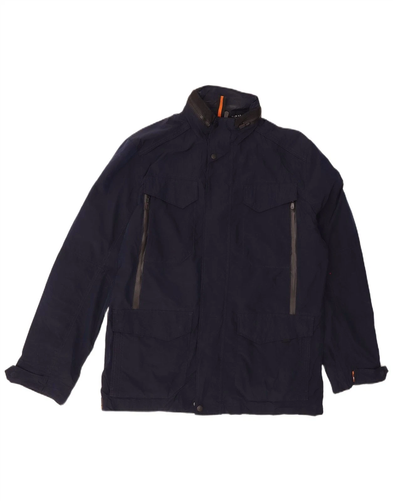 EMILI ADANI Mens Windbreaker Jacket IT 54 2XL Navy Blue Polyester BG01