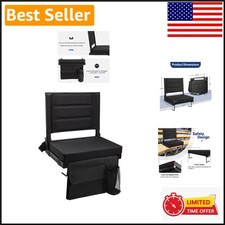 Ergonomic Bleacher Seat with Back Support  Cushion - Portable Stadium Chair