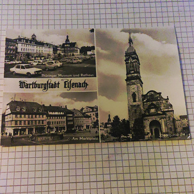 AK Eisenach Wartburgstadt Thüringer Museum Rathaus Marktplatz Kirche frankiert