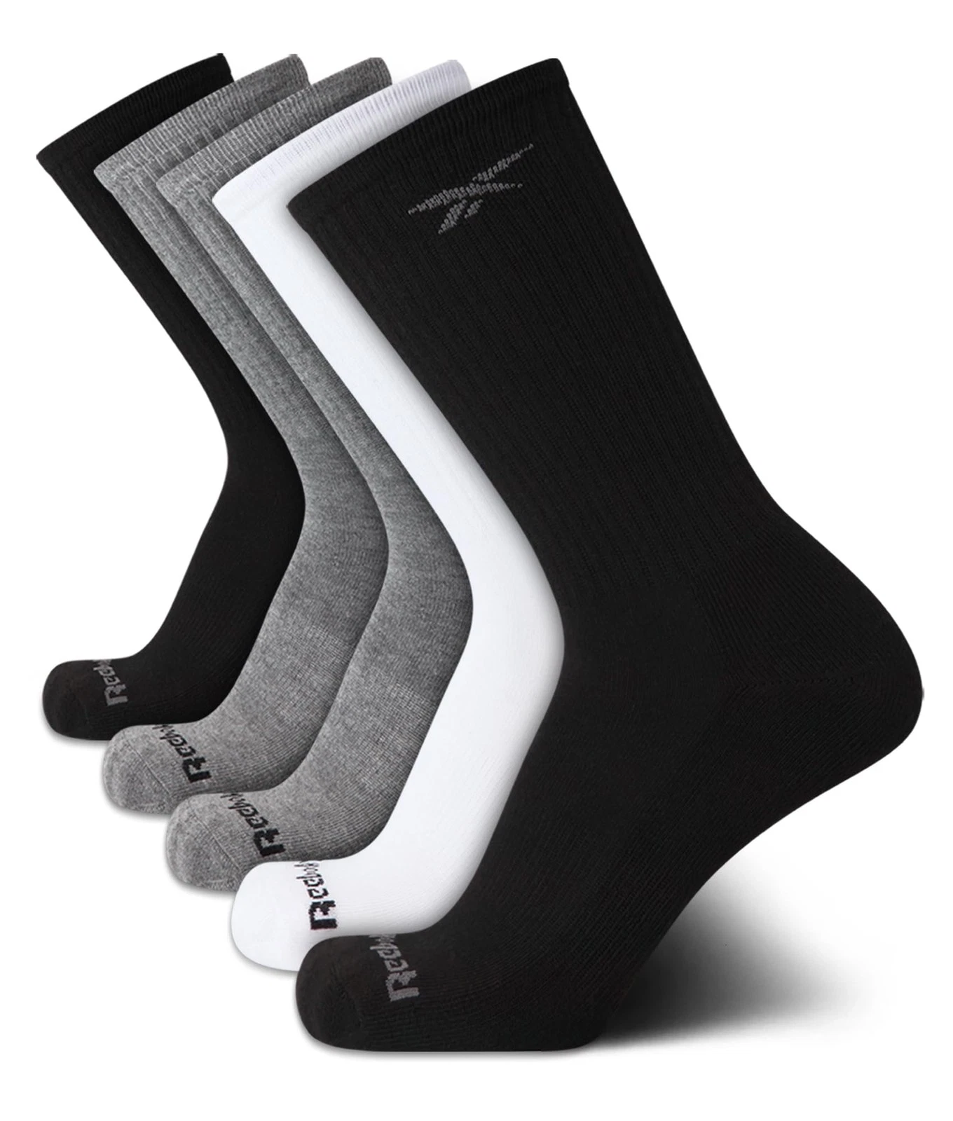 Mens Crew Socks - 5 Pack Breathable Cushioned Moisture-Wicking Athletic Perfo...