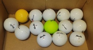 Golf Balls - 14 TaylorMade Noodle used, but usable balls