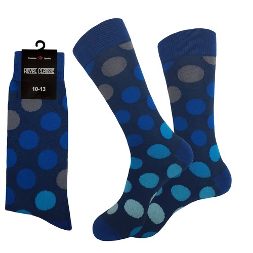 1-3-6-12 Pk Cotton Dress Socks First Quality 10-13 Multicolor Polka Dot SET #5 - Picture 2 of 27