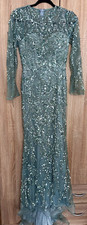 Damen Abendkleid Mint XS/S lang Tüll Paillet...
