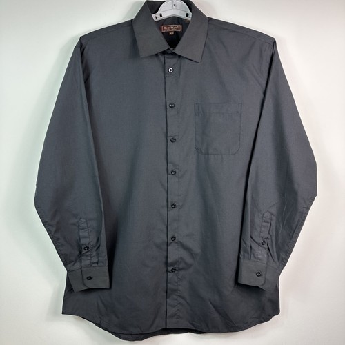 HENRI PICARD Black Single Needle Tailoring Dress Shirt Mens Size 17 1/2 - 36/37