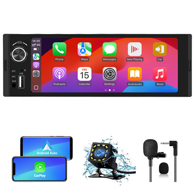 6.36'' 1DIN Autoradio Wireless CarPlay Touchscreen BT5.0 USB FM CAM Mikrofon
