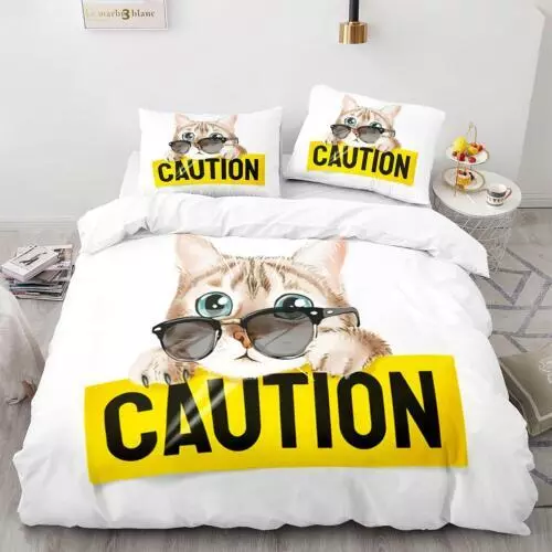 Cats Quilt Duvet Cover Pillowcase Pets Bedding Set Single Double King Size Hot - Picture 46 of 63