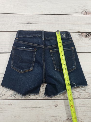 American Eagle Women 60Jean Shorts Next Level Stretch Hi Rise Shortie Cutoff M2 - Picture 6 of 9
