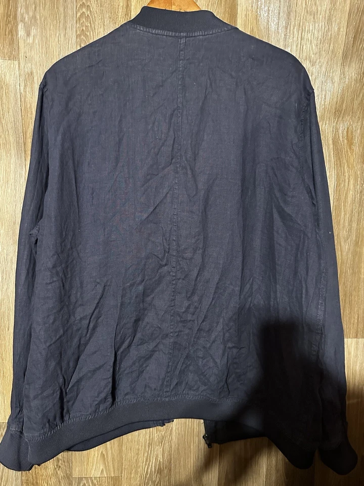 Mossimo Men's Blue Long Sleeve 100% Linen Zip Up Pockets Bomber Jacket XL - Image 3 of 4