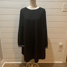 Forever 21 Womans NWT Black Long Sleeve Pearl cuff shift fancy dress size 14