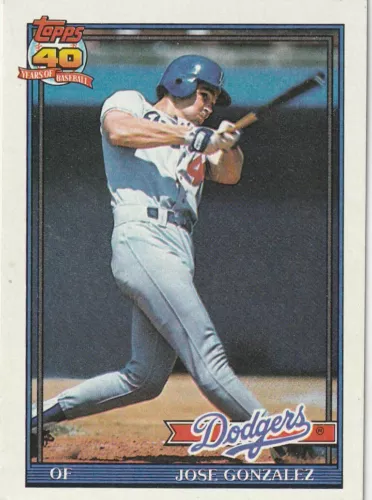 FREE SHIPPING-MINT-1991 Topps#279 JOSE GONZALEZ Dodgers-40 YEARS OF BASEBALL