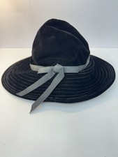Vintage Mr. John Classic Velvet Hat Women  s Black Wide Brim 16  Ribbon