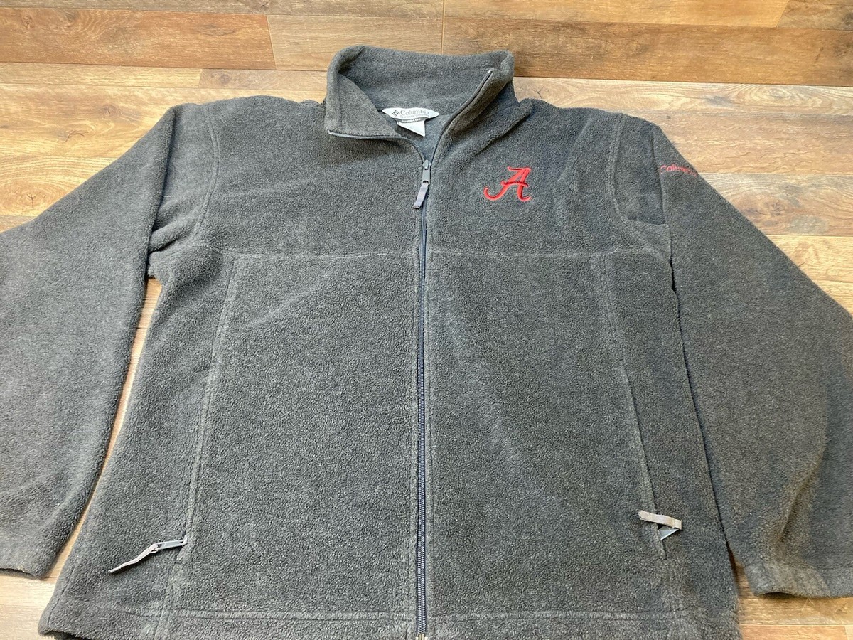Alabama Crimson Tide Large Jacket Men Gray Red Fleece Columbia Full Zip  Football