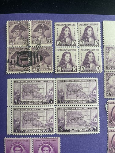 US 3 Cent 1932-1946,11 Blocks Of 4, 1 Used,10 MNH, Original Glue, See Photos - Picture 2 of 10