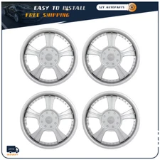 4PC 14 Inch Wheel Cover Hub Caps Universal Silver Fits R14 Tire & Steel Rim