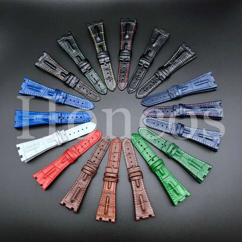 28MM Alligator Watch Band Strap Fits For AP Audemars Piguet Deployment Clasp RO - Image 2 of 2