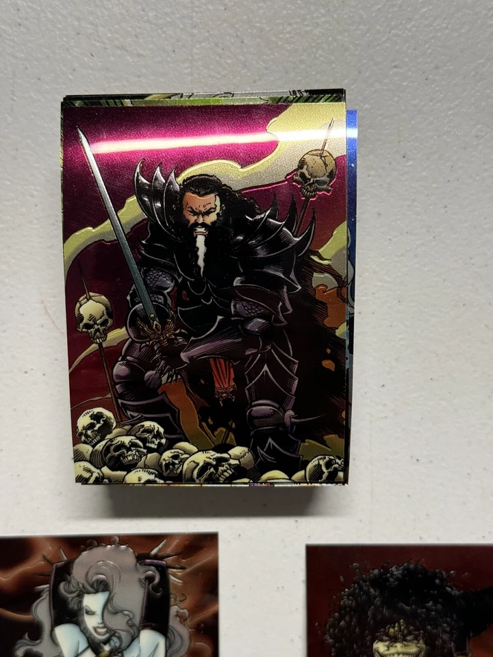 LADY DEATH II CHROMIUM SERIES 2 (KROME 1995) COMPLETE PARALLEL STICKER CARD SET - Image 2 of 4