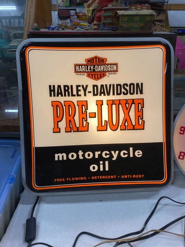 Vintage Harley Davidson Oil Dealer Lighted Shop Sign GAS OIL MOTORCYCLE