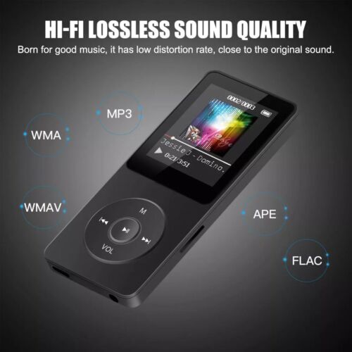Black MP3 Player Bluetooth 5.0 HiFi Lossless Sound FM Radio Voice Recorder NEW - Foto 10 di 14