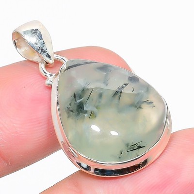 Natürlicher Prehnit massiv Sterlingsilber neu Hochzeit Gedenktag Anhänger Schmuck