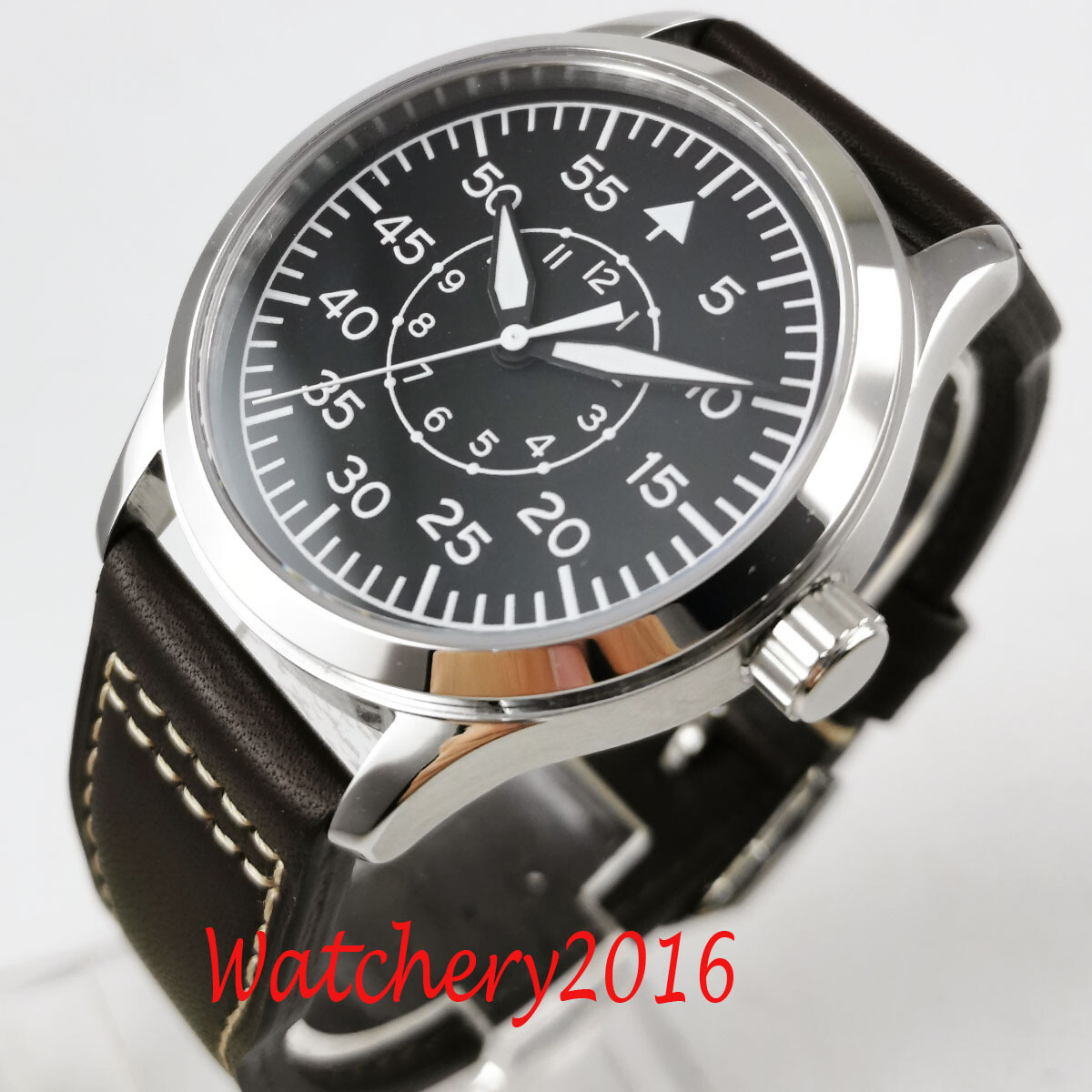 42mm corgeut black dial luminous sapphire glass Mechanical