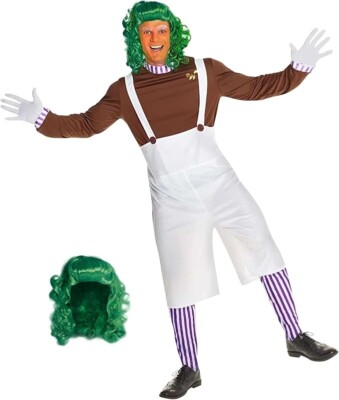 Men`s Chocolate Factory Worker Costume Wig Adult Oompa