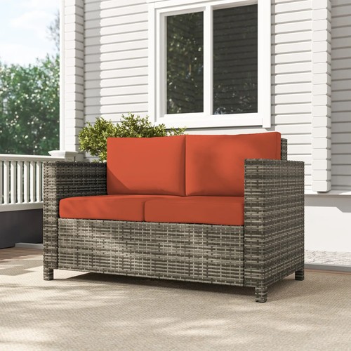 2 Seater Rattan Garden Sofa w/ Cushions & Armrests Outdoor Wicker Loveseat Patio - Picture 10 of 15