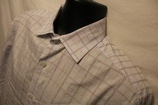 Men's Banana Republic Dress Shirt 16 16 1/2 34-35 Light Blue Plaid 100 Cotton