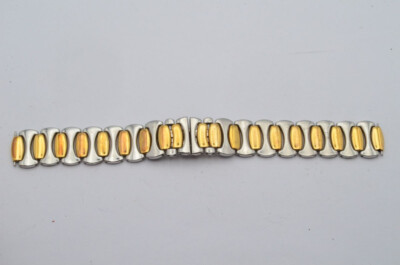 ZENITH ACADEMY STAHL/GOLD ARMBAND BRACELET 18MM VINTAGE SCHÖNER ZUSTAND