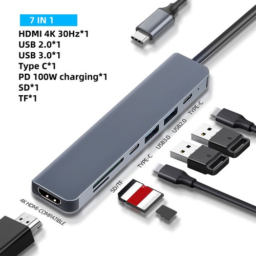 USB C HUB Type C to RJ45 4K 30Hz HDMI VGA Adapter SD TF USB 3.0 2.0 Docking PD 8 - Photo 15/16