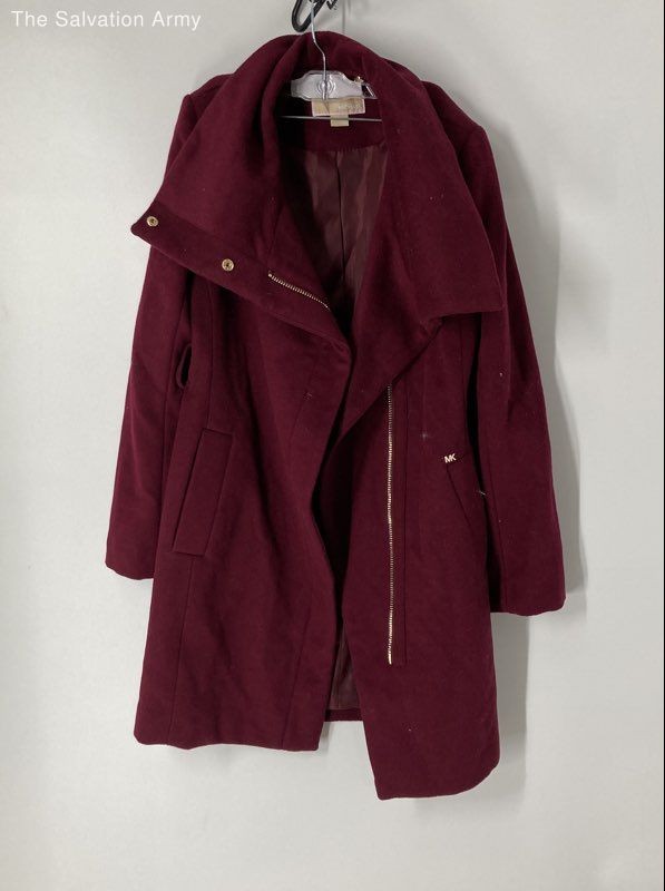 Michael Kors Womens Red Suede Long Sleeve Belted Trench Coat Size XXS