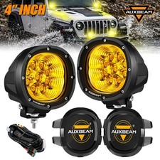 2x Auxbeam 4amber Spot Led Work Light Driving Fog Lamp Black Cover For Jeep