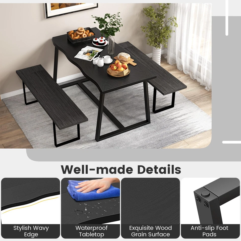 63" Large Dining Table for 4-6, Mid-Century Kitchen Table w/Heavy-Duty Metal ... - Image 4 of 4