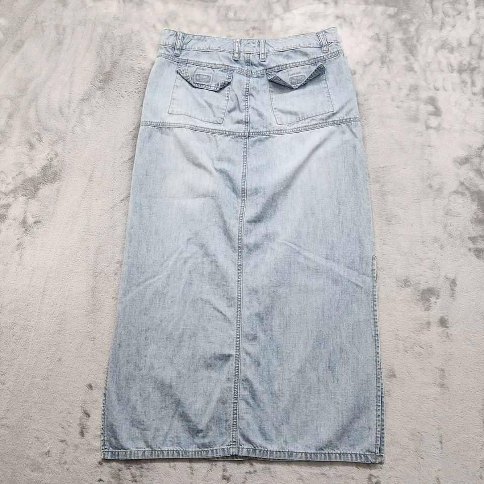 Vintage 90s LONDONJEAN Skirt Womens 10 Light Wash High Rise Midi Cargo Leg Slit - Image 3 of 4