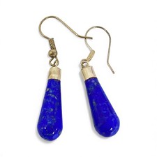 Lapis Lazuli Gemstone Handmade 925 Sterling Silver Jewelry Earrings AAA Qualty