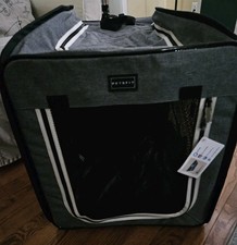 Petsfit Three Door Collapsible Soft Sided Dog/Cat Crate, MEDIUM Grey 18"w x25"L