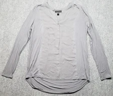 Attention Shirt Womens Large Gray Long Sleeve High Low Blouse Lightweight Top