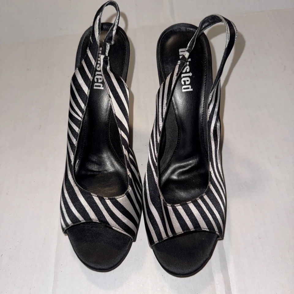 Sandalias Baddie Y2K sin listar tacón sin cordones punta abierta estampado de cebra talla 9 Foto 2 de 4