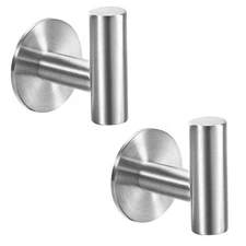 Adhesive Brushed Nickel SUS304 Stainless Steel Towel Hooks – Heavy Duty Water...