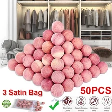50x Red Cedar Wood Sachets 100% Natural Moth Repellant Balls For Clothes Storage