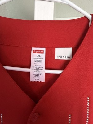 Supreme Rhinestone Stripe Baseball Red Jersey | eBay