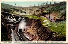 Fred Harvey Postcard Raton Tunnel, Santa Fe Railroad, New Mexico & Colorado