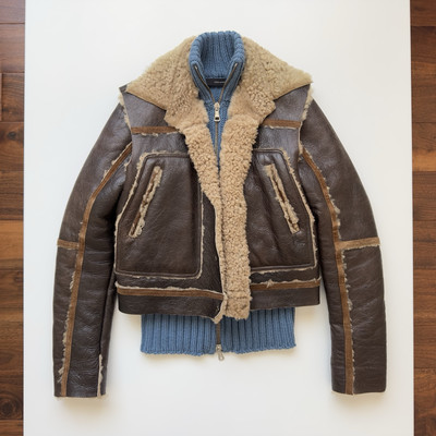 Dsquared2 F/W 2002 Hybrid Knit & Leather Jacket Size 50
