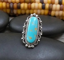Native American Navajo Sterling Silver Turquoise Women's Ring Size 6.5