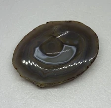 Vintage 1970s Agate Slice Paperweight Vibrant Color 4.25” Tabletop Art Decor 35