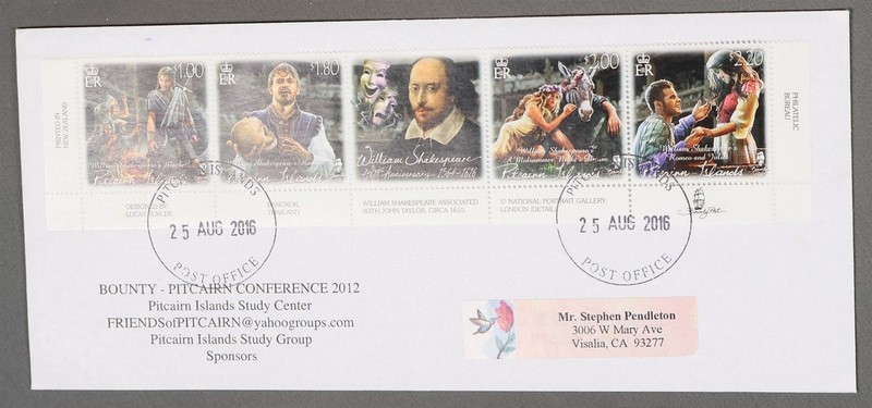 MayfairStamps Pitcairn Islands 2016 Strip William Shakespeare Cover aaz_57027