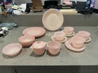 Fire King Pink Swirl Dish Set 18 Piece Vintage Anchor Hocking