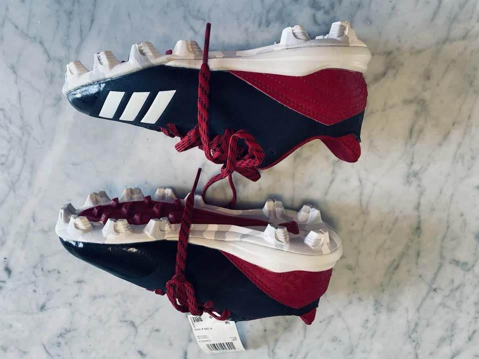 Botines de béisbol Adidas para niños 13K Icon 4 MD negros rojos CG5263 nuevos Foto 2 de 4
